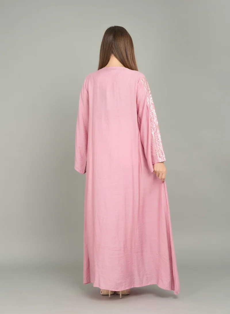 IKKXA Radiant Embroidery Jalabiya CJ1045 Pink