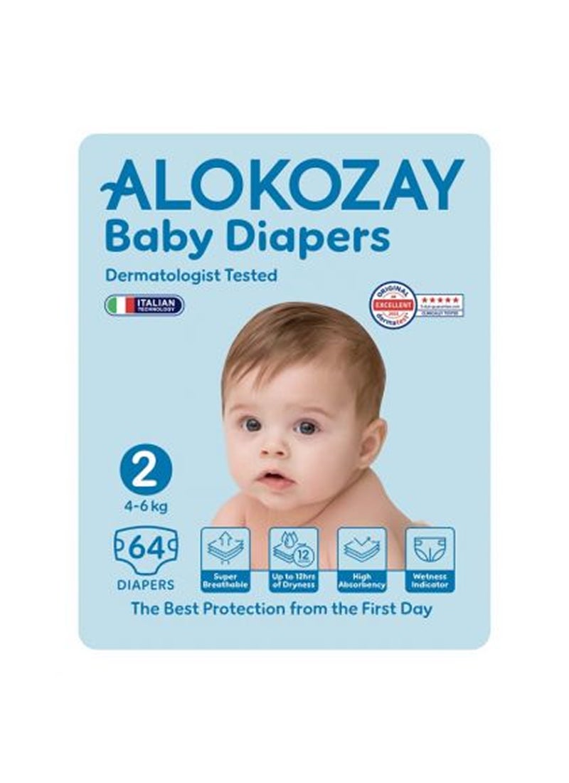 Alokozay Premium Baby Diapers - Size 2 4-6 Kg 64 Diapers - Image 1