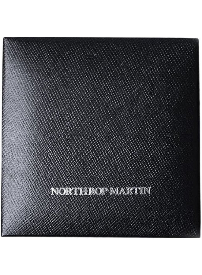 NORTHROP MARTIN مجموعة هدايا مشبك ربطة عنق رسمي للرجال من نورثروب مارتن باللون الأزرق مع ورقة البرسيم الرباعية 5.5*0.5 - Image 2