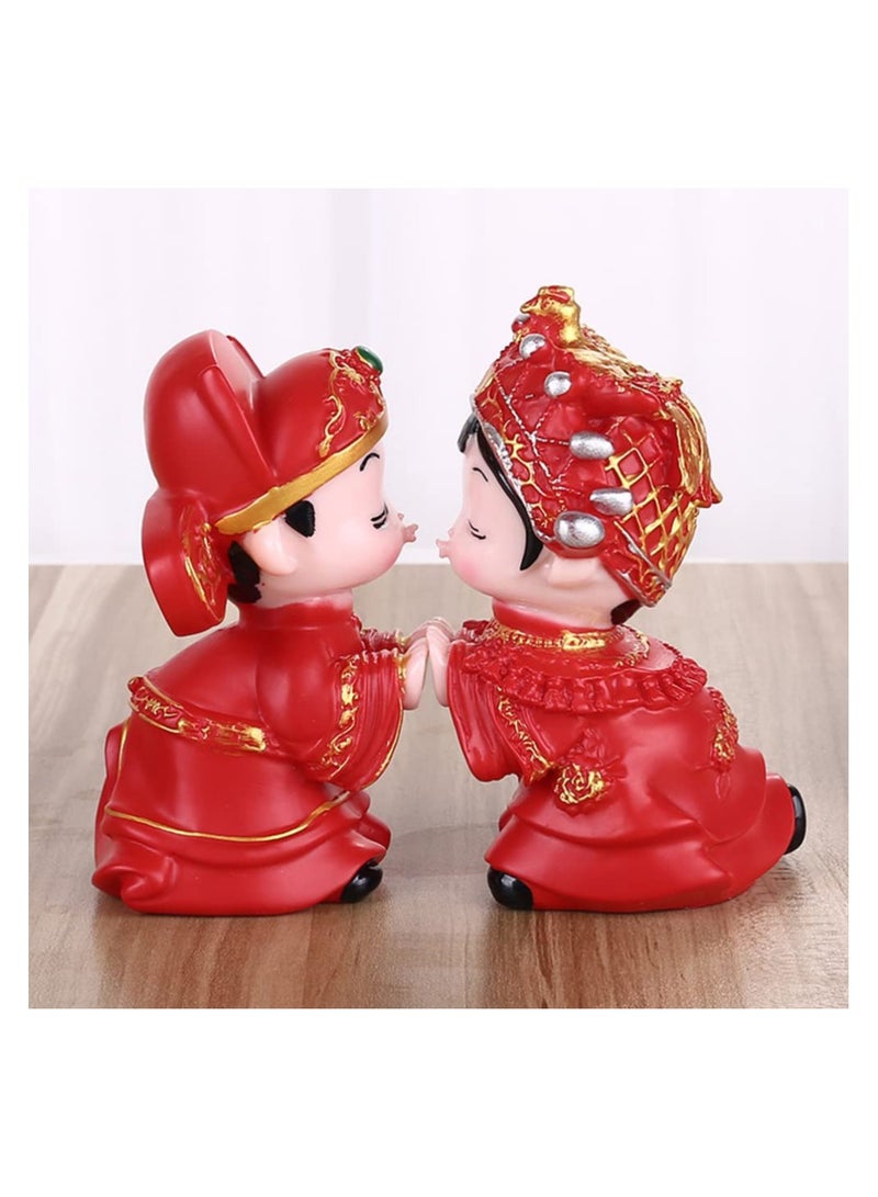 Zikra 1 Pair Chinese Traditional Wedding Couple Wedding Cake Toppers Bride and Groom Figures Statue Wedding Couple Sculpture Bridal Shower Decorations Decorative - Image 5