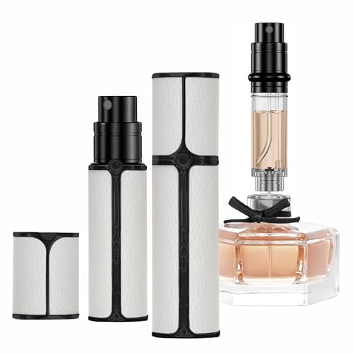 muilsae BF01WHB Leather Perfume Bottle 10ml BottomFill Refillable Dispenser LeakProof Portable for Men Women Ideal for Travel Gifting Daily Use WHB - Image 1