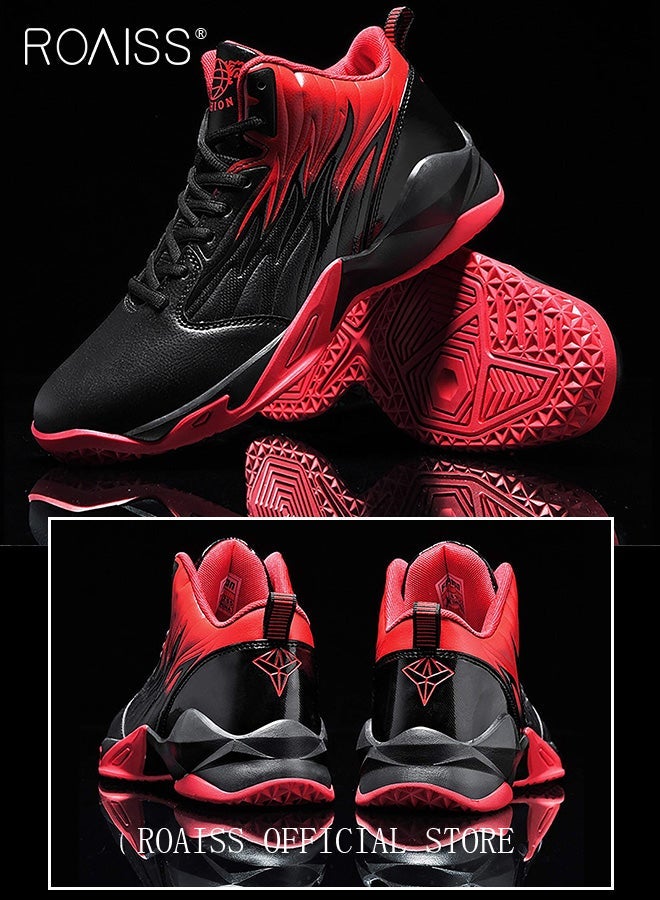 أحذية رياضية رجالي كبيرة الحجم لكرة السلة مع دعم للكاحل وقاعدة واسعة أحذية تدريب مضادة للانزلاق أحذية مريحة أحذية رياضية قابلة للتنفس غير قابلة للانزلاق ممتصة للصدمات أحذية الجري باللون الأحمر