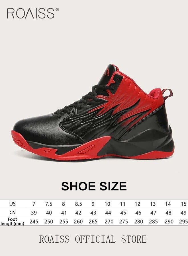 أحذية رياضية رجالي كبيرة الحجم لكرة السلة مع دعم للكاحل وقاعدة واسعة أحذية تدريب مضادة للانزلاق أحذية مريحة أحذية رياضية قابلة للتنفس غير قابلة للانزلاق ممتصة للصدمات أحذية الجري باللون الأحمر