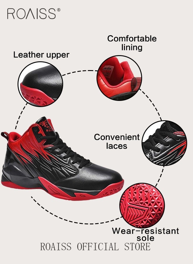أحذية رياضية رجالي كبيرة الحجم لكرة السلة مع دعم للكاحل وقاعدة واسعة أحذية تدريب مضادة للانزلاق أحذية مريحة أحذية رياضية قابلة للتنفس غير قابلة للانزلاق ممتصة للصدمات أحذية الجري باللون الأحمر