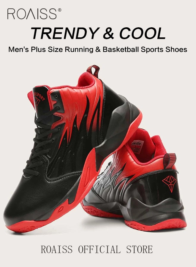 أحذية رياضية رجالي كبيرة الحجم لكرة السلة مع دعم للكاحل وقاعدة واسعة أحذية تدريب مضادة للانزلاق أحذية مريحة أحذية رياضية قابلة للتنفس غير قابلة للانزلاق ممتصة للصدمات أحذية الجري باللون الأحمر