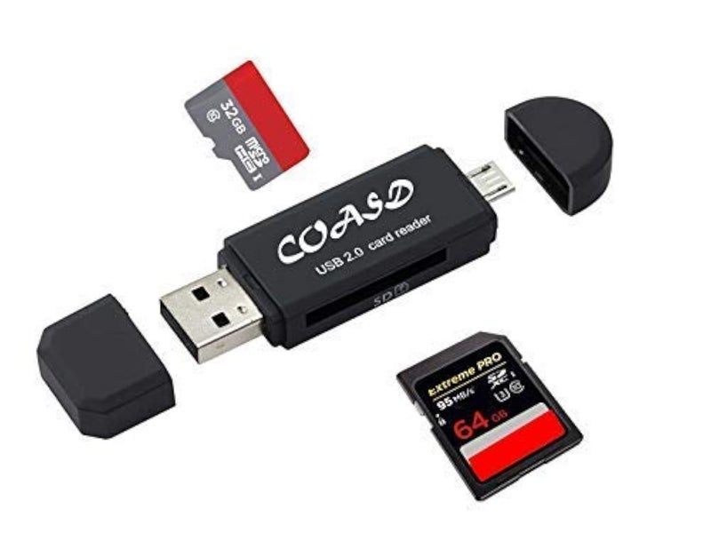 USB 3.0 Type C Memory Card Reader COASD, SD/Micro SD Card Reader with Standard USB Male for SD, Micro SD, SDXC, SDHC, Micro SDHC, Micro SDXC Memory Card (Black) - Image 1