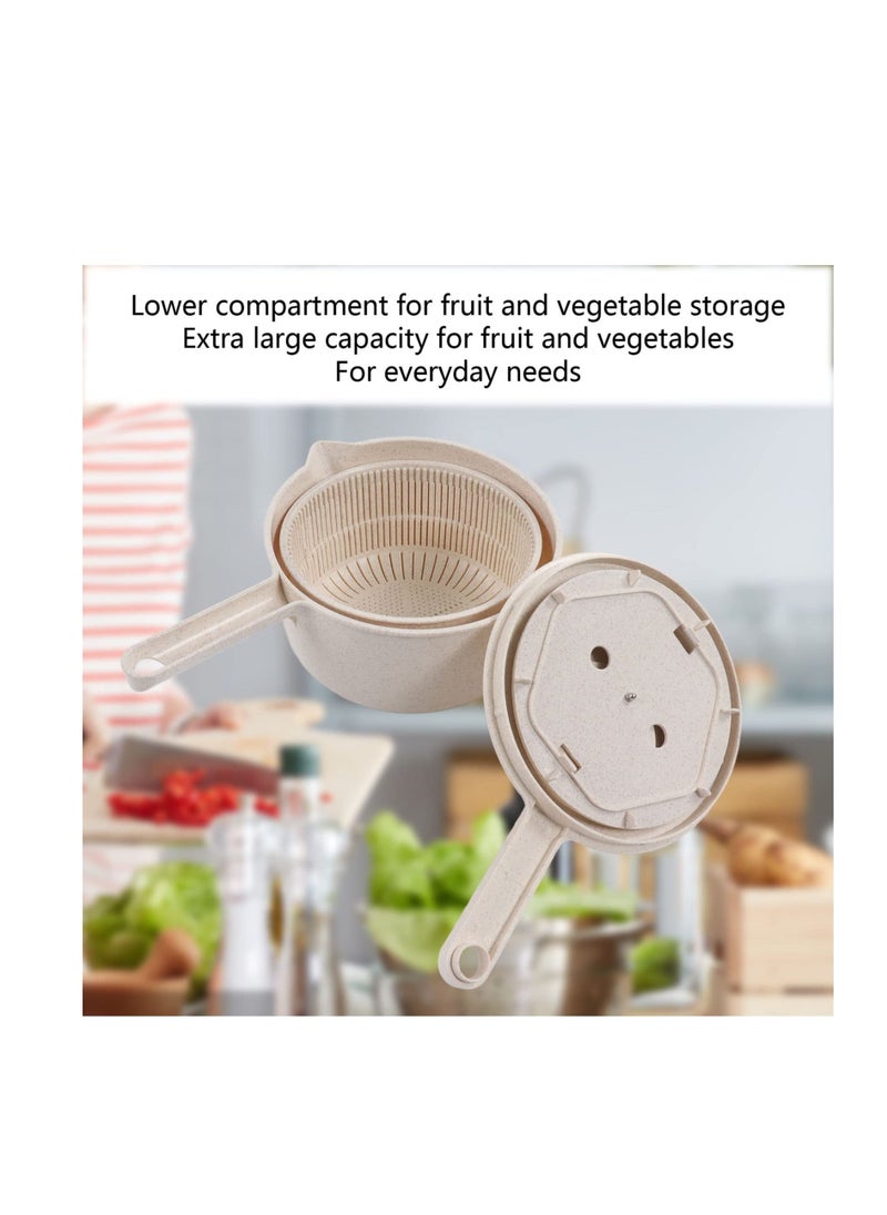 Generic Salad Spinner, Multipurpose Lettuce Spinner, Vegetable Washer, Egg Beater, with Bowl Colander Basket and Easy Grip Handle for Home and Kitchen (Beige)  - Image 4