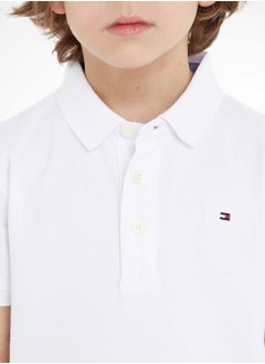 TOMMY HILFIGER Boys' Organic Cotton Polo Shirt, White  - Image 4