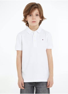 TOMMY HILFIGER Boys' Organic Cotton Polo Shirt, White  - Image 1
