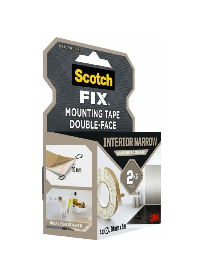 Scotch  4-Piece Interior Narrow Splashback Double-Face Mounting Tape Beige 10mm x 2m UU011497524  - Image 4