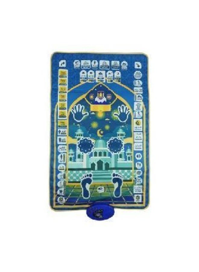 My Salah Mat Interactive Kids Prayer Mat with 36 Touch Sensitive Keys, Learning Salah Prayer Positions, Islamic Educational Prayer Rug with Speaker, Activity Book & Guide, Foldable Muslim Prayer Mat for Children blue