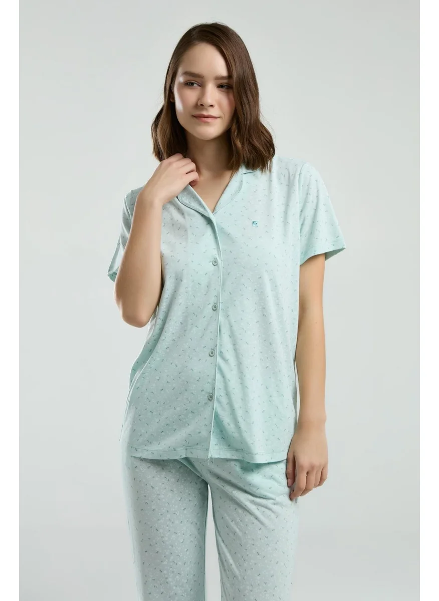 بيير كاردان Women's Shirt Pajama Set, Viscose Fabric, Pocket Detail