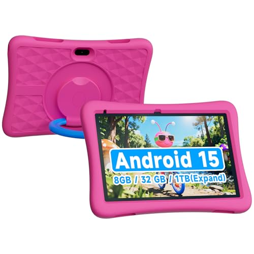 ZZB Kids Tablet 10 Inch, Android 15.0, 8GB (3+5 Extended) RAM, 32GB ROM (Expandable to 1TB), Dual Camera, 6000mAh, Preloaded with Kid-Friendly Apps, Tablet with Case,Android Tablets for Kids (Pink) - Image 1