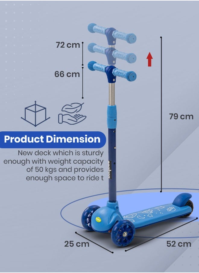 BAYBEE - Baybee Blaze Storm Skate Scooter for Kids 3 Wheel Kids Scooter with 4 Height Adjustable Handle Baby Scooter with LED PU Wheels Smart Kick Scooter for Baby Scooter for Kids 3 to 8 Years Boy Girl Blue - Image 1