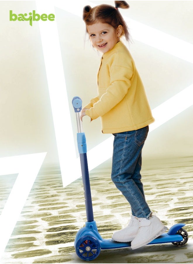 BAYBEE - Baybee Blaze Storm Skate Scooter for Kids 3 Wheel Kids Scooter with 4 Height Adjustable Handle Baby Scooter with LED PU Wheels Smart Kick Scooter for Baby Scooter for Kids 3 to 8 Years Boy Girl Blue - Image 1