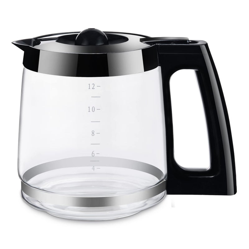 12Cup Replacement Coffee Carafe Pot only Compatible with Hamilton Coffee Maker Machine Brewer Models 49980A 49980Z 49983 49618 46300 46310 49976 49966 49350 Black