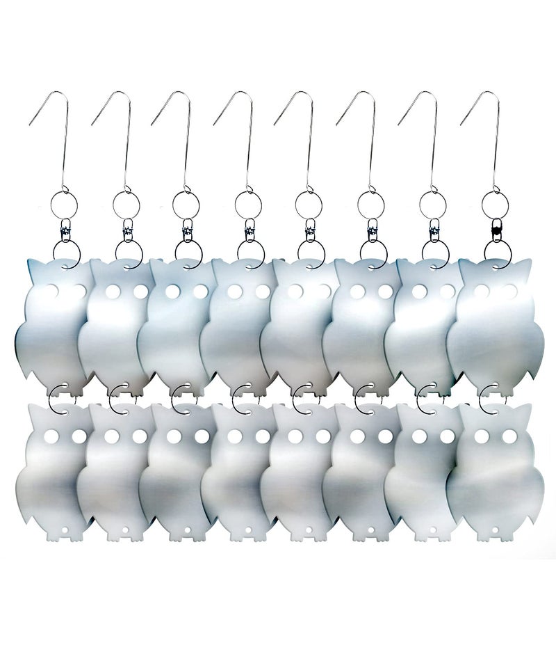 De-Bird Acrylic Reflective Owl Decoys - Sunlight-Activated Owl Reflectors to Scare Birds Away - Crow Deterrent for Patio & Garden - Outdoor Hanging Bird Scare Decoys - 8-Pack, Silver - Image 1