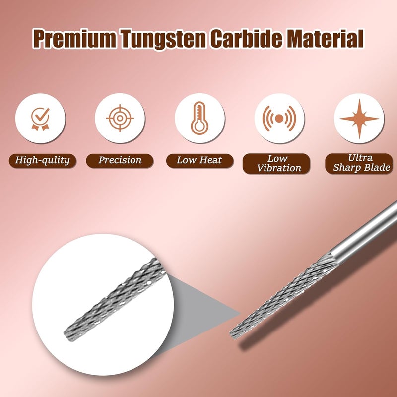 Tiered purchase options Cuticle Bit for Nail Drill 3/32'', Safety Carbide Cuticle Cleaner Bit for Dead Skin Cleaning Nail Prepare, Trimmer, Two Way Rotate, Small Cone Nail Drill Bit, Manicure Salon Experienced (Sliver, Fine) Global upgraded practical design - Image 5