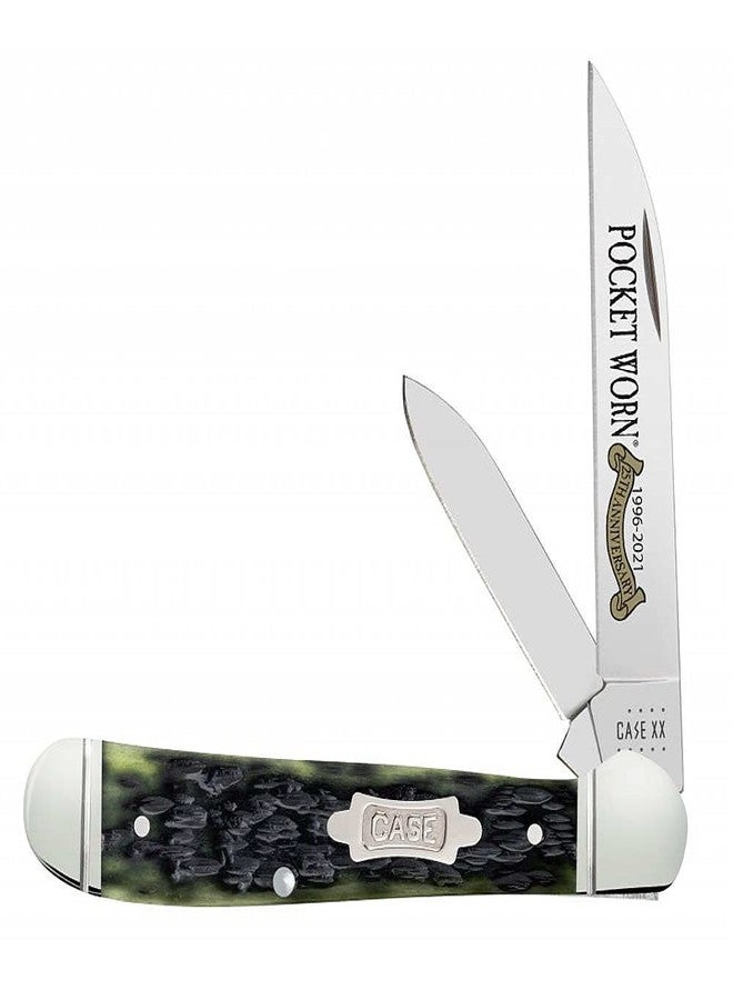 Case Knives CASE XX Pocket Worn 25th Anniversary Olive Green Bone Peach Seed Jig Copperhead CA38192