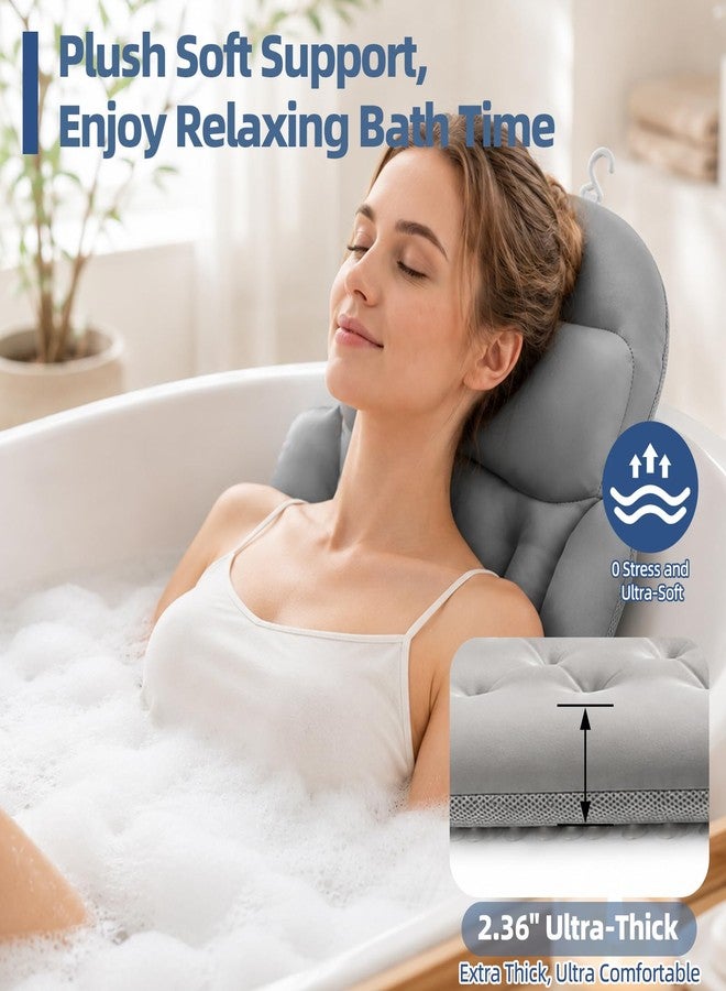JUOIFIP Full Body Bath Pillow for Tub, Ergonomic Head Neck Back Support, 192 Non-Slip Suction Cups, Thick Cushion with Laundry Bag, Fits Most Bathtubs, 56"x16" Grey - Image 5