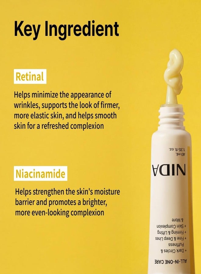 NIDA Revive Eye Cream For Face And Neck | Probiotics Lystate Solution, Retinal, Peptide Complex, Bakuchiol | Wrinkles, Fine Lines, Cell Turnover, Firm Skin Texture, Radiant Skin | 1.35 fl. oz., 40ml - Image 4