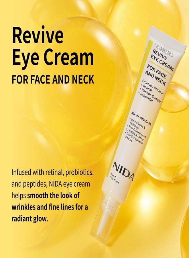 NIDA Revive Eye Cream For Face And Neck | Probiotics Lystate Solution, Retinal, Peptide Complex, Bakuchiol | Wrinkles, Fine Lines, Cell Turnover, Firm Skin Texture, Radiant Skin | 1.35 fl. oz., 40ml - Image 2