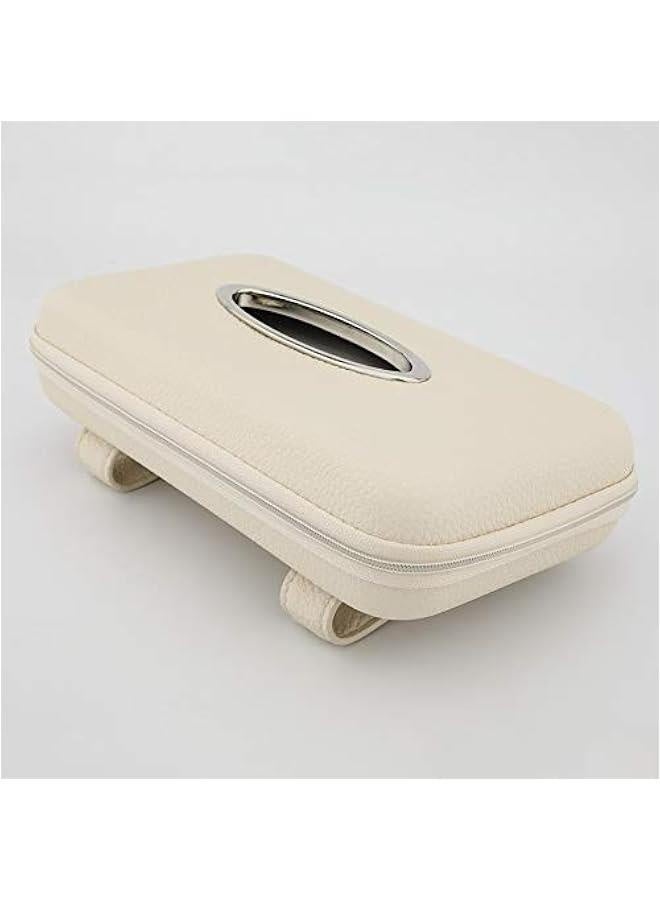 Car Tissue Holder, Sun Visor Napkin Holder, Car Visor Tissue Holder, PU Leather Backseat Tissue Case Holder for Car,Vehicle (Beige (2Pack)) - Image 4
