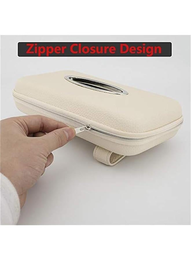 Car Tissue Holder, Sun Visor Napkin Holder, Car Visor Tissue Holder, PU Leather Backseat Tissue Case Holder for Car,Vehicle (Beige (2Pack)) - Image 5