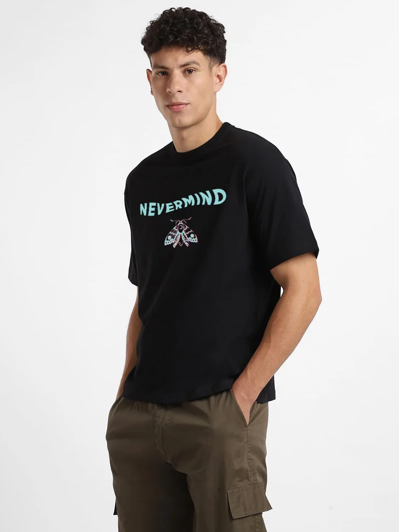 NOBERO NOBERO Men's Black Oversized T-Shirt