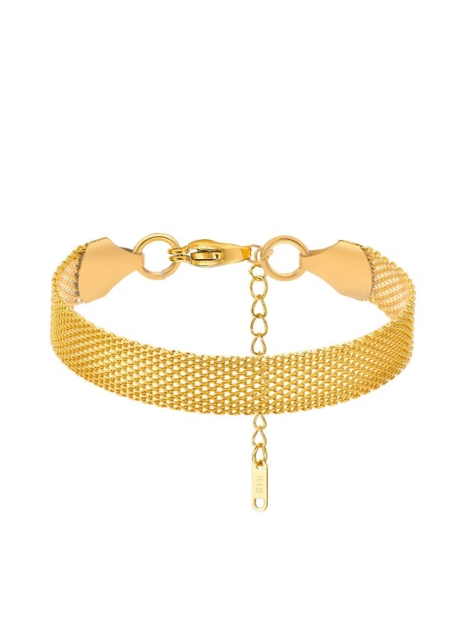 Luxuria Bismark Curb bracelet in 18k gold, made of stainless steel, with an Italian mesh design, adorned with an elegant and modern charm, in a zigzag pattern, 4.4mm thick, an ideal gift for women, shiny surface. - Image 1