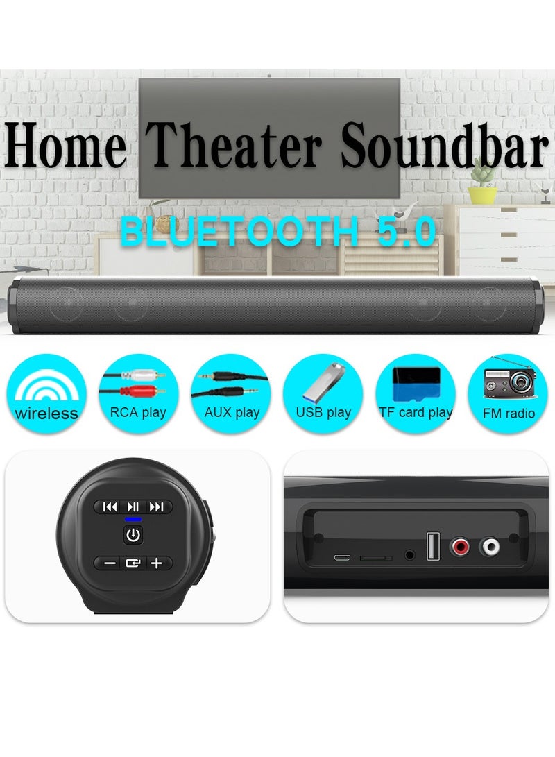 Beauenty Long Bluetooth Speaker with Metal Cylindrical Remote Control for Home Theater Echo Wall Sound System - Image 3