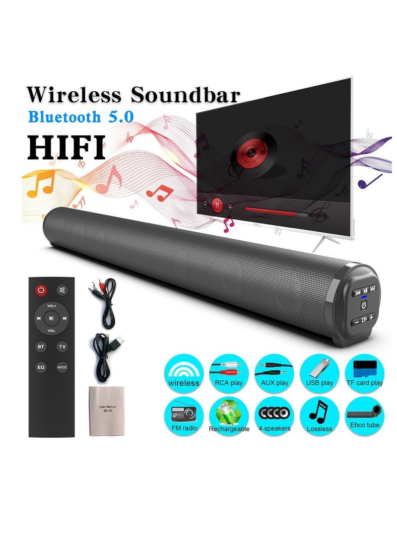 Beauenty Long Bluetooth Speaker with Metal Cylindrical Remote Control for Home Theater Echo Wall Sound System - Image 1