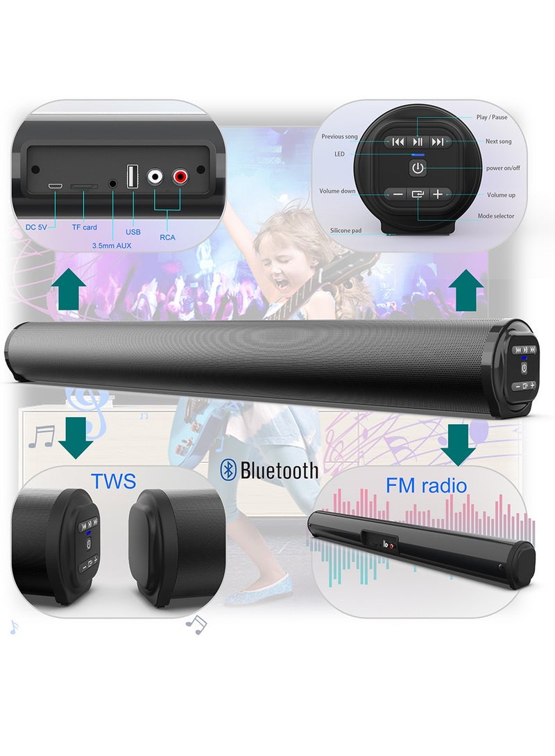 Beauenty Long Bluetooth Speaker with Metal Cylindrical Remote Control for Home Theater Echo Wall Sound System - Image 4