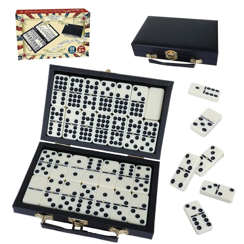 GOTHINK Portable Professional Double 9 Dominos Set for Adults with Storage Box 55 Tiles Dominoes Set for Holiday Travel Game Classic Tabletop Board Games Ideal for Toy Gifts Family Birthday Party - Image 2