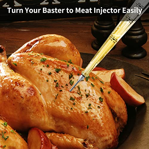 DIMESHY Turkey Baster Food Grade for Cooking & Basting, Detachable Round Bulb, Baster Cooking Good for Meat Poultry Beef Chicken, with Cleaning brush, inject needle, Basting brush(red) - Image 5