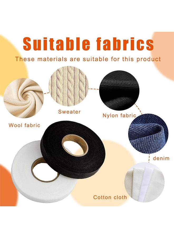140 Yards 1/2 Inch Iron on Hemming Tape, 2 Rolls Adhesive No Sewing Hemming Tape Stitch Witchery Tape for Crafting Projects Hem Tape No Sewing, Fusible Tape Adhesive Wonder Web for Curtain, Pants, Clothes(Black+White) - Image 2
