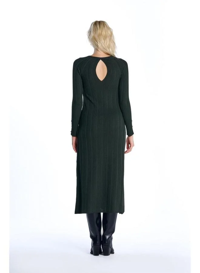 Sherin Green Striped Tricot Dress.