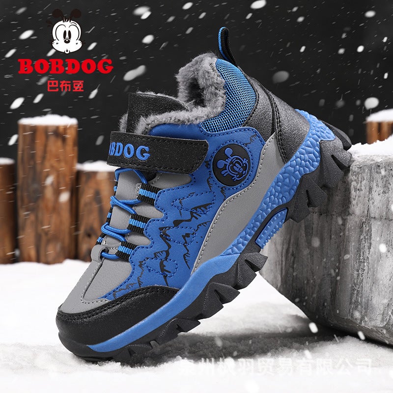Babu Bean Boys Shoes 2024 Winter New Fleece-Lined Thickened Children'S Cotton Shoes Waterproof Non-Slip Boys Cotton Children'S Shoes - Image 5