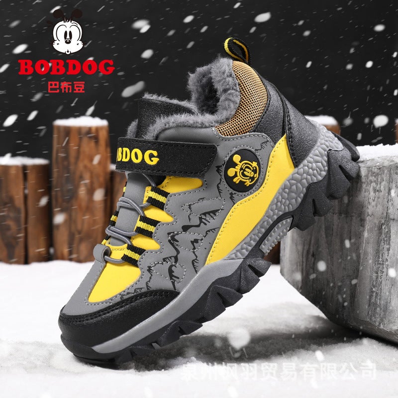 Babu Bean Boys Shoes 2024 Winter New Fleece-Lined Thickened Children'S Cotton Shoes Waterproof Non-Slip Boys Cotton Children'S Shoes - Image 3