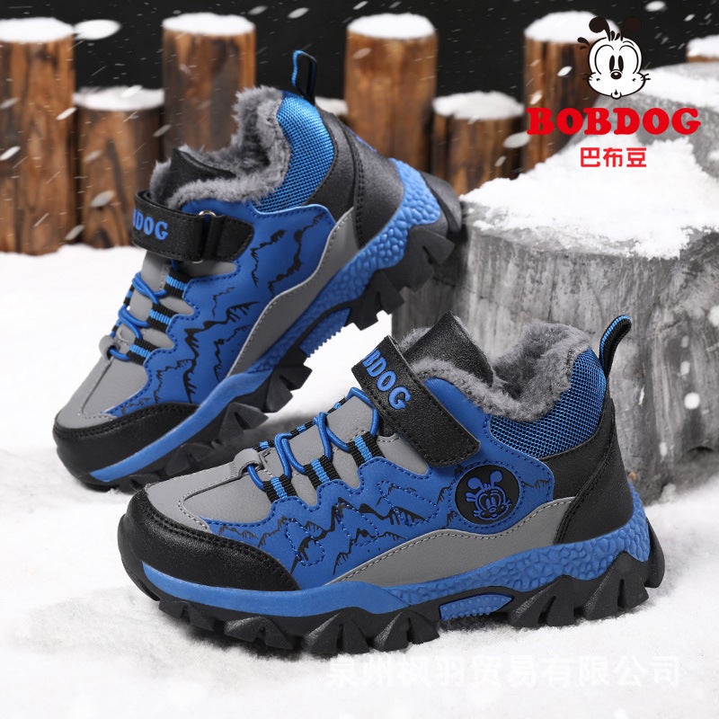 Babu Bean Boys Shoes 2024 Winter New Fleece-Lined Thickened Children'S Cotton Shoes Waterproof Non-Slip Boys Cotton Children'S Shoes - Image 4