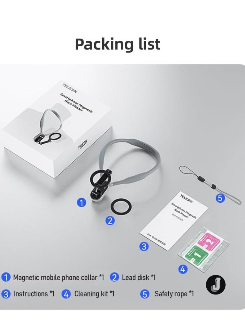 JAJEEK "MNM-001 Adjustable Neck Phone Holder with Quick Release – Multi-Angle Mount for Android Smartphones (15141312) with Strap & Metal Ring" - Image 2