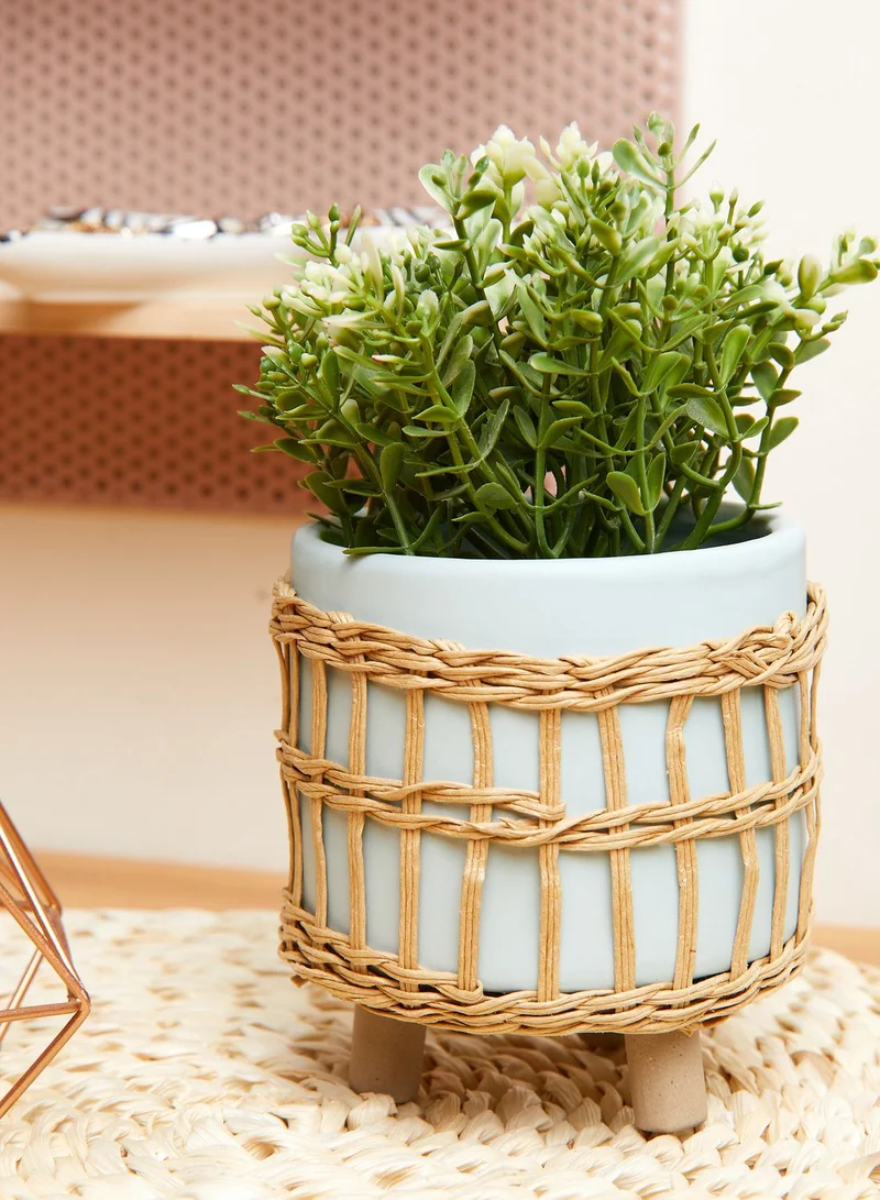 Sass & Belle Rattan Terquoise Leggy Planter