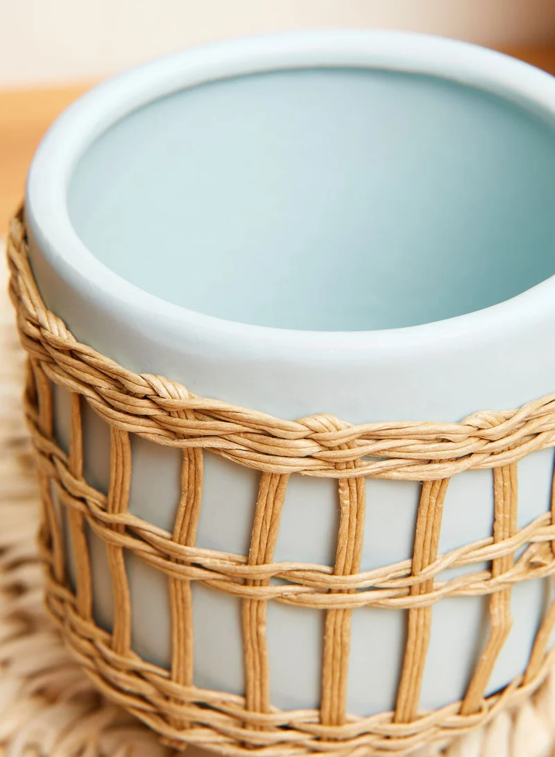 Sass & Belle Rattan Terquoise Leggy Planter