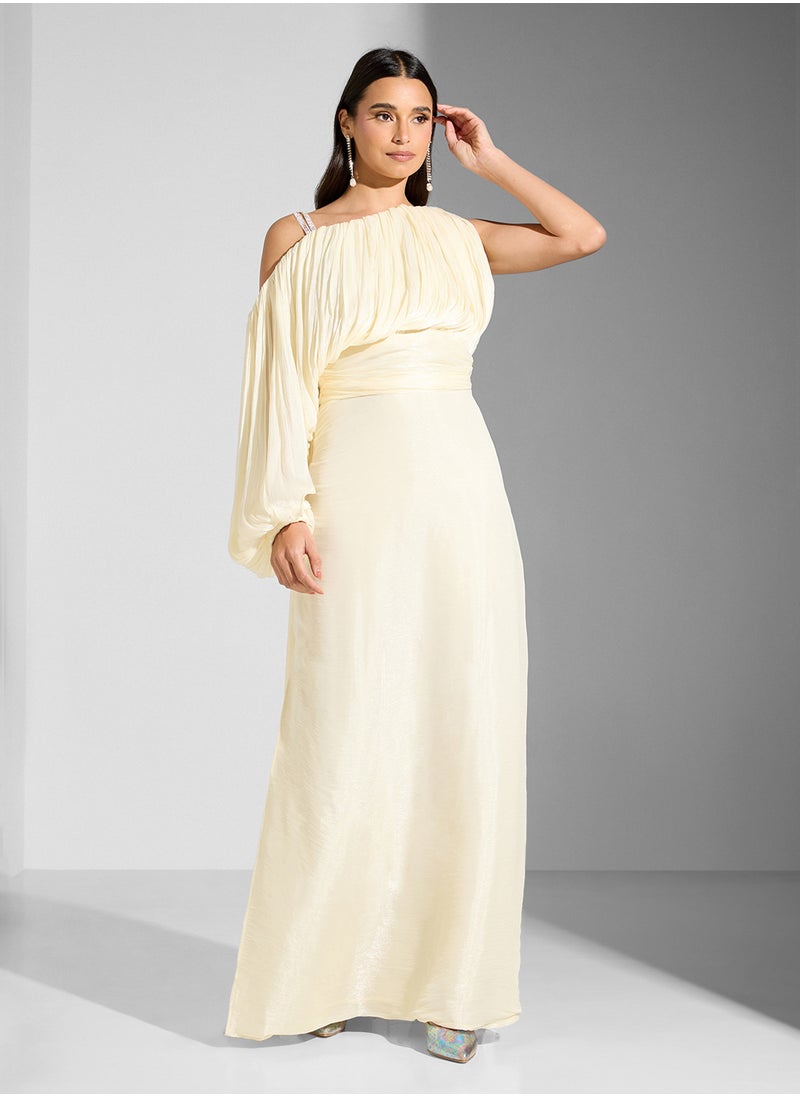 Namshi x One Shoulder Drapped Dress With Crystal Strap  - Image 5
