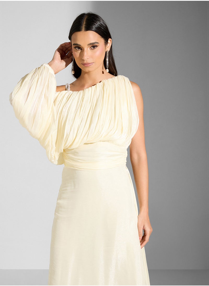 Namshi x One Shoulder Drapped Dress With Crystal Strap  - Image 3