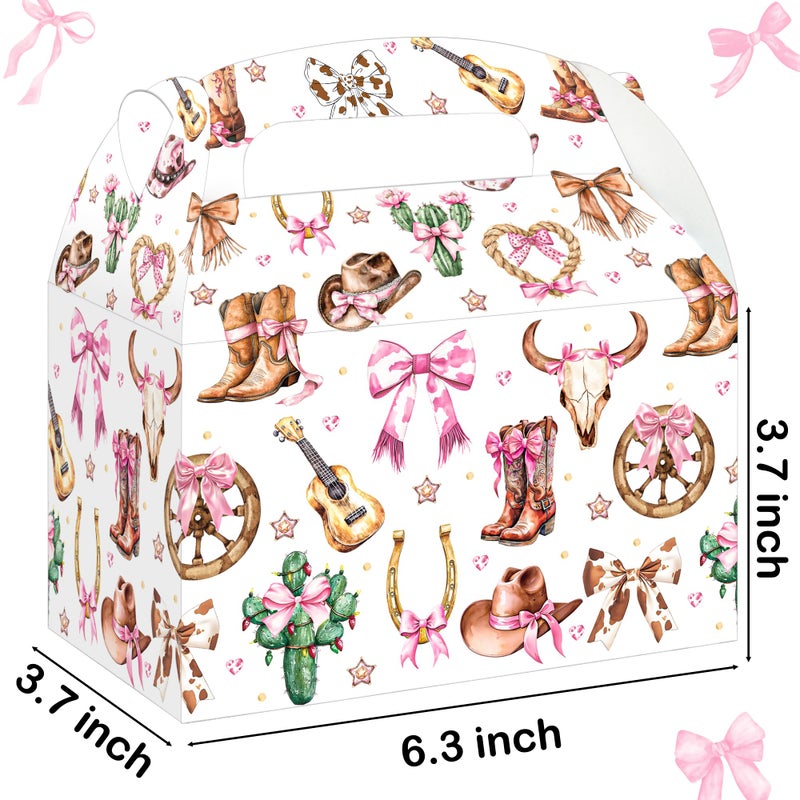 umoni Cowgirl Party Treat Box Coquette Bow Favor Boxes 12PCS Westerm Disco Cowgirl Birthday Party Supplies Boots or Bows Goodie Gift Box for Rodeo Wild West Theme Bachelorette Baby Shower Decor - Image 5