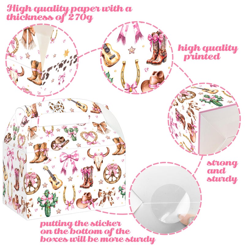 umoni Cowgirl Party Treat Box Coquette Bow Favor Boxes 12PCS Westerm Disco Cowgirl Birthday Party Supplies Boots or Bows Goodie Gift Box for Rodeo Wild West Theme Bachelorette Baby Shower Decor - Image 2