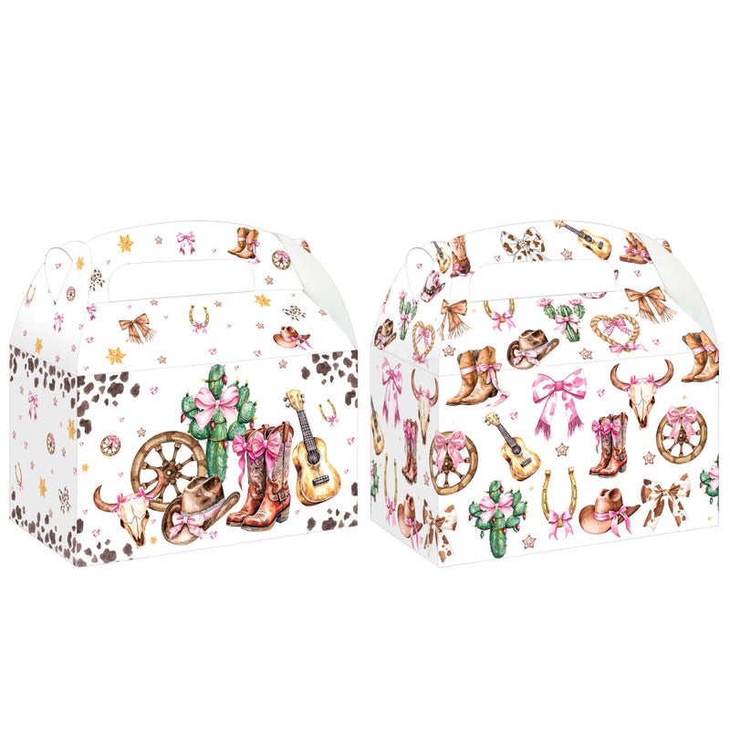 umoni Cowgirl Party Treat Box Coquette Bow Favor Boxes 12PCS Westerm Disco Cowgirl Birthday Party Supplies Boots or Bows Goodie Gift Box for Rodeo Wild West Theme Bachelorette Baby Shower Decor - Image 1
