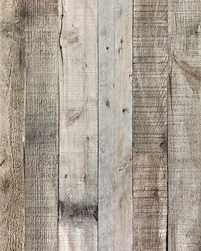 Livebor Light Gray Wood Contact Paper Peel and Stick Wallpaper 17.7”x 393.7” Wood Wallpaper Peel and Stick Shiplap Contact Paper Wood Plank Self Adhesive Wallpaper Distressed Wood Wall Paper - Image 1