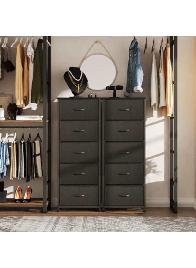 Apexll Tall 5-Drawer Fabric Dresser – Space-Saving Storage Tower with Wood Top & Sturdy Steel Frame – Lightweight Organizer for Bedroom, Closet, Hallway or Entryway  - Image 5